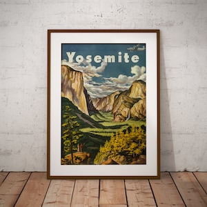 Cartel de Yosemite, Cartel del Parque Nacional, Impresión Vintage, Cartel de pared, Póster Retro, Obras de Arte Vintage, Regalo de Póster, Idea de Regalo, Grabados Yosemite imagen 1
