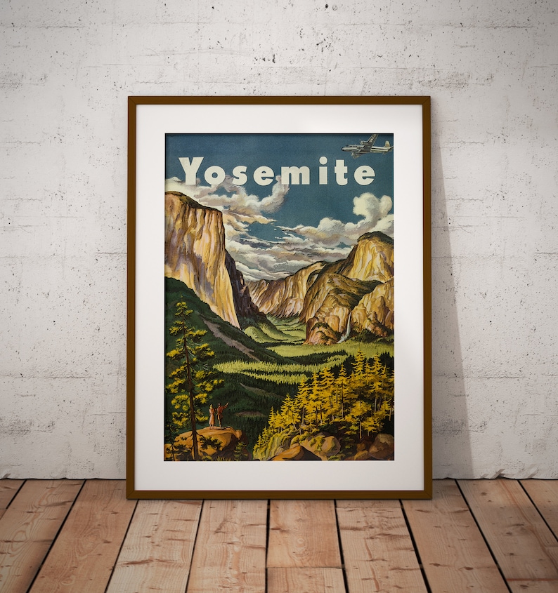 Cartel de Yosemite, Cartel del Parque Nacional, Impresión Vintage, Cartel de pared, Póster Retro, Obras de Arte Vintage, Regalo de Póster, Idea de Regalo, Grabados Yosemite imagen 1