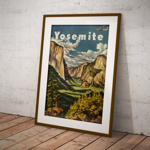 Cartel de Yosemite, Cartel del Parque Nacional, Impresión Vintage, Cartel de pared, Póster Retro, Obras de Arte Vintage, Regalo de Póster, Idea de Regalo, Grabados Yosemite imagen 2