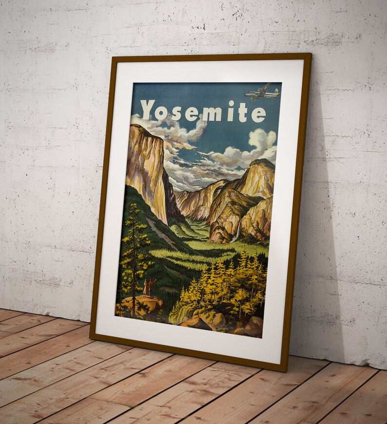 Cartel de Yosemite, Cartel del Parque Nacional, Impresión Vintage, Cartel de pared, Póster Retro, Obras de Arte Vintage, Regalo de Póster, Idea de Regalo, Grabados Yosemite imagen 2