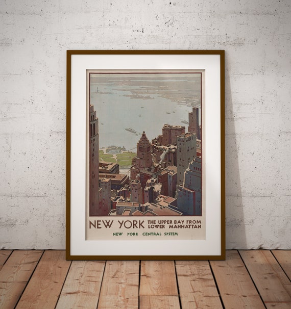 Vintage Manhattan Poster, New York Poster, Wall Print, Wall Poster, Retro Poster, Vintage Artwork, Bedroom Poster, Gift Idea, Vintage