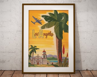 Cartel vintage de Los Ángeles, cartel retro de Los Ángeles, impresión de pared, cartel de pared, póster retro, obras de arte vintage, best seller, idea de regalo, impresión de Los Ángeles