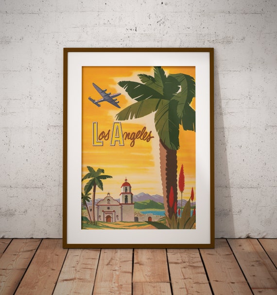 Los Angeles Vintage Poster, LA Retro Poster, Wall Print, Wall Poster, Retro Poster, Vintage Artwork, Best Seller, Gift Idea, LA Print