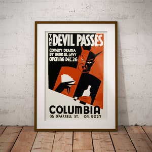 Vintage Devil Poster, Devil Poster, Wall Decor, Wall Poster, Retro Poster, Vintage Artwork, Bedroom Poster, Gift Idea, Wall Art, Devil Print
