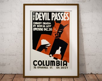 Vintage Devil Poster, Devil Poster, Wall Decor, Wall Poster, Retro Poster, Vintage Artwork, Bedroom Poster, Gift Idea, Wall Art, Devil Print