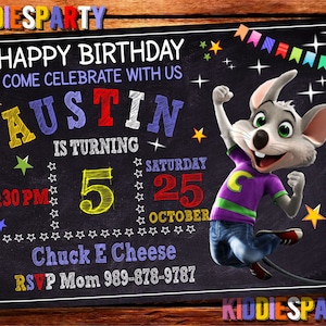 Invitación de queso Chuck E, cumpleaños de queso Chuck E, fiesta de queso Chuck E, invitaciones de queso Chuck E, invitación de queso, cumpleaños de queso 2