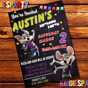 Chuck e kaas met foto uitnodiging, Chuck E kaas verjaardag, Chuck E kaas partij, Chuck E kaas nodigt, kaas uitnodiging, personaliseren 5