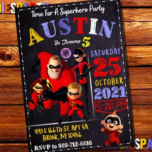 La invitación de cumpleaños de los increíbles, la invitación de los increíbles, el cumpleaños de los increíbles, los increíbles digitales, las increíbles invitan 2