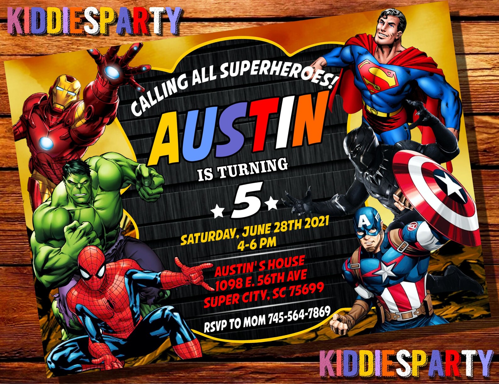Avengers Invitation, Avengers Birthday, Superhero Birthday, Superhero