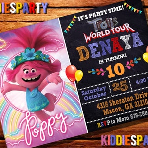 Trolls 2 World Tour Invitation,Trolls 2 World Tour Birthday,Trolls 2 World Tour Party,Trolls 2 World Tour Digital File,Trolls Personalize 2