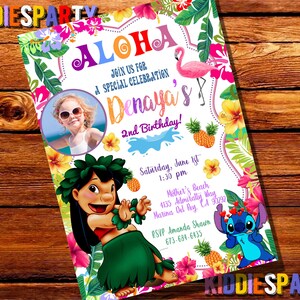 Invitation Lilo and Stitch Avec Photo, Lilo et Stitch Birthday, Lilo Invitation, Lilo and Stitch Digital, Lilo and Stitch Party Supplies 2