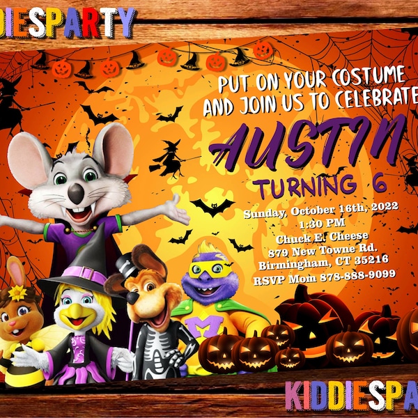 Chucke Cheese Halloween Invitations Etsy Chucke Cheese Halloween Invitations Etsy