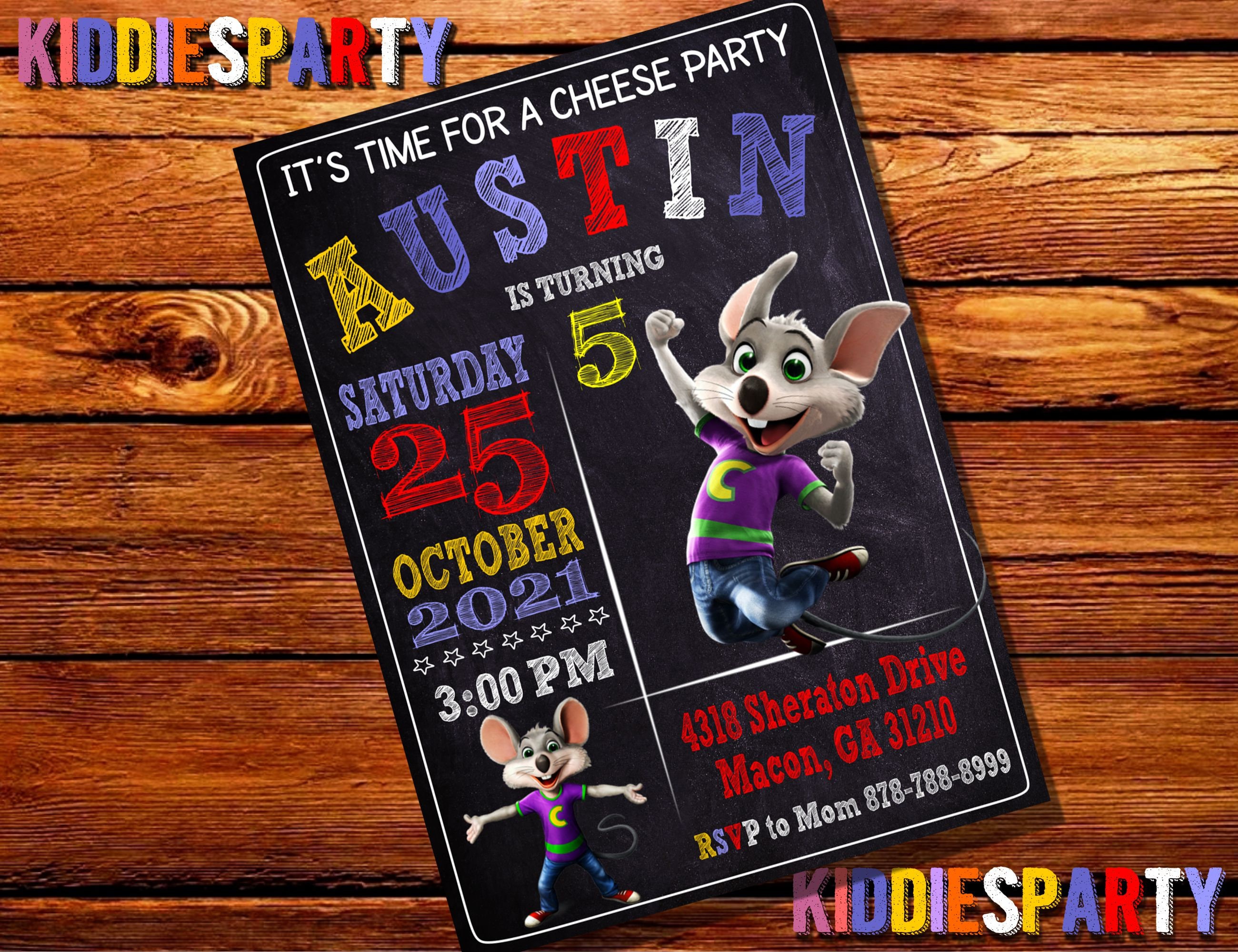 Chuck E Cheese Invitation,chuck E Cheese Birthday,chuck E Cheese Party