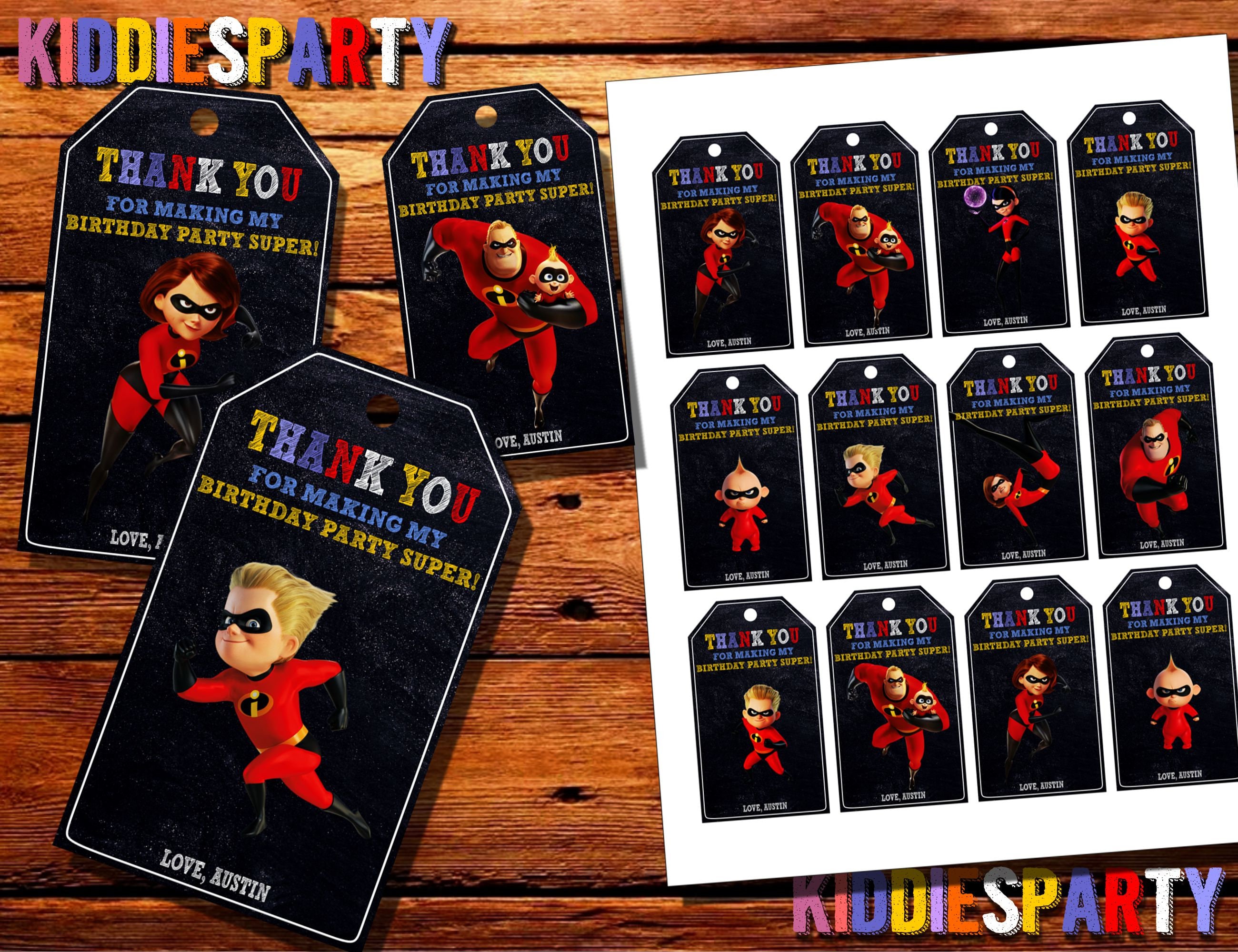 The Incredibles Thank You Tags the Incredibles Invitation - Etsy