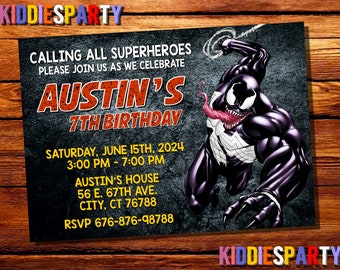 Venom Invitation,Venom Birthday Invitation,Venom Birthday Card,Superhero Birthday Invitation,Avengers Invitation,Venom Invites 3