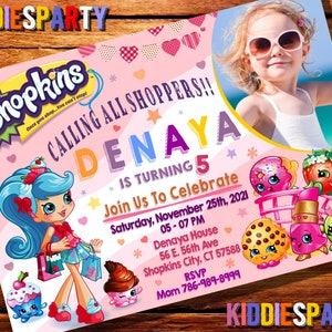 Shopkins Invitation With Photo, Shopkins Invitation, Shopkins Birthday, Shopkins Printable, Shopkins Digital Invites 3