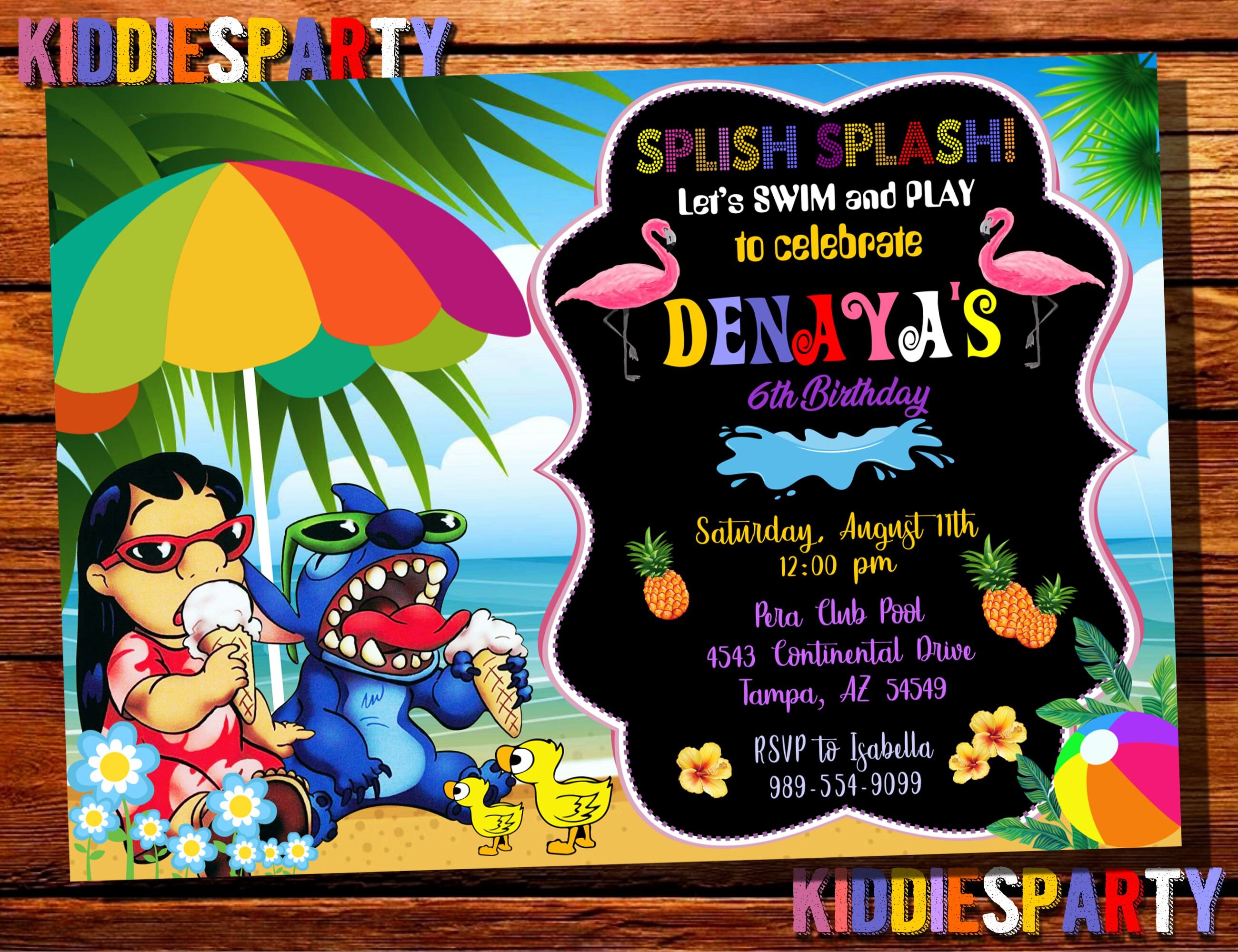 Stitch Pool Party Birthday Invitation Template | Stitch Birthday Invite  Edit and Print Today