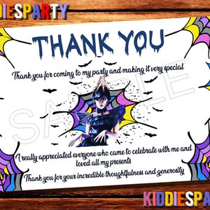 Mittwoch Danke Karte, Mittwoch Addams Einladung,Mittwoch Geburtstag, Addams Familieneinladung,Mittwoch Addams Digital Invites