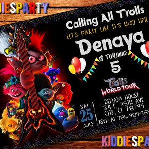 Trolls 2 World Tour Invitation,Trolls 2 World Tour Birthday,Trolls 2 World Tour Party,Trolls 2 World Tour Digital File,Trolls Personalize 3
