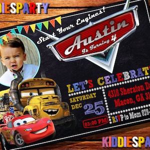 Cars Invitation With Photo, Cars Invitation, Cars Birthday, Cars Printable, Cars Digital Invites 1