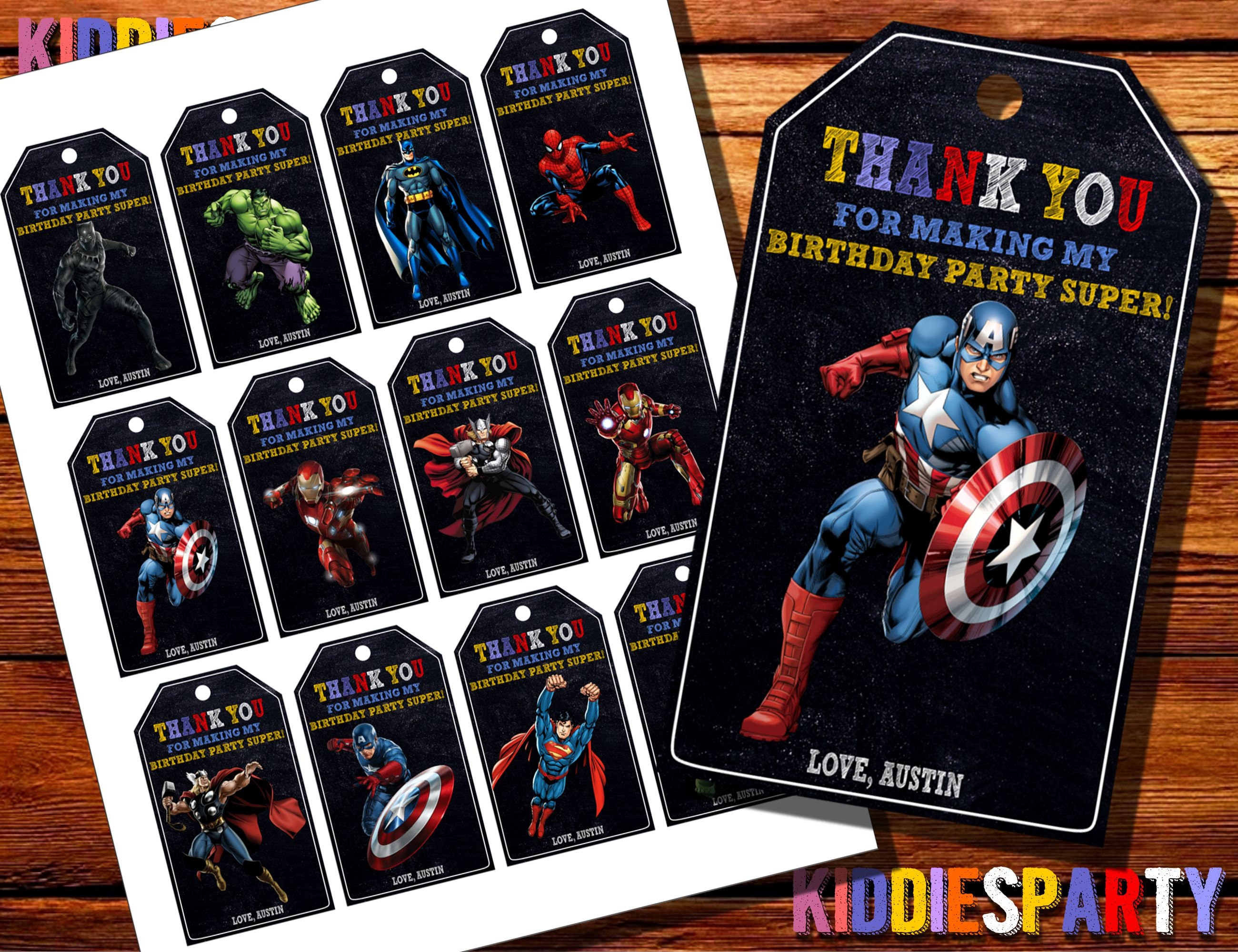 Avengers Thank You Tags Superhero Thank You Tags Marvels Etsy