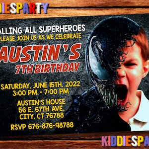 Venom Birthday Invitation,Superhero Birthday Invitation,Avengers Invitation,Venom Invitation,Venom Invites 1