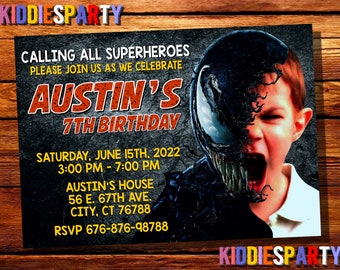 Venom Birthday Invitation,Superhero Birthday Invitation,Avengers Invitation,Venom Invitation,Venom Invites 1