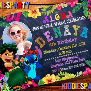 Lilo en Stitch Uitnodiging Met Foto, Lilo en Stitch Verjaardag, Lilo Uitnodiging, Lilo en Stitch Digital, Lilo en Stitch Party Supplies