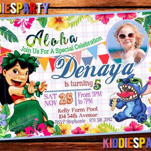 Lilo et Stitch Anniversaire Invtation, Lilo et Stitch Anniversaire, Lilo et Stitch Invitation,Lilo et Stitch Digital,Lilo et Stitch Party 5
