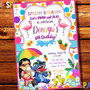 Lilo et Stitch Beach Invitation d’anniversaire, Lilo et Stitch Anniversaire, Lilo Invitation,Lilo et Stitch Digital,Lilo et Stitch Party Fournitures 4