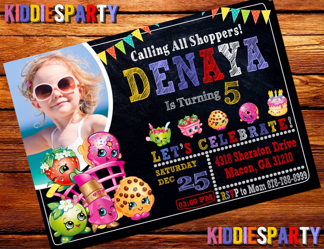 Shopkins Invitation With Photo, Shopkins Invitation, Shopkins Birthday ...