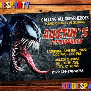 Venom Invitation,Venom Birthday Invitation,Venom Birthday Card,Superhero Birthday Invitation,Avengers Invitation,Venom Invites 2