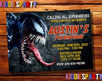 Venom Invitation,Venom Birthday Invitation,Venom Birthday Card,Superhero Birthday Invitation,Avengers Invitation,Venom Invites 2