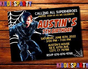 Venom Birthday Invitation With Custom Face On,Superhero Birthday Invitation,Avengers Invitation,Venom Invitation,Venom Invites 4