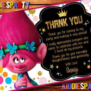 Trolls Thank You Card,Trolls 2 World Tour Invitation,Trolls 2 World Tour Birthday,Trolls 2 World Tour Digital File,Trolls Personalize