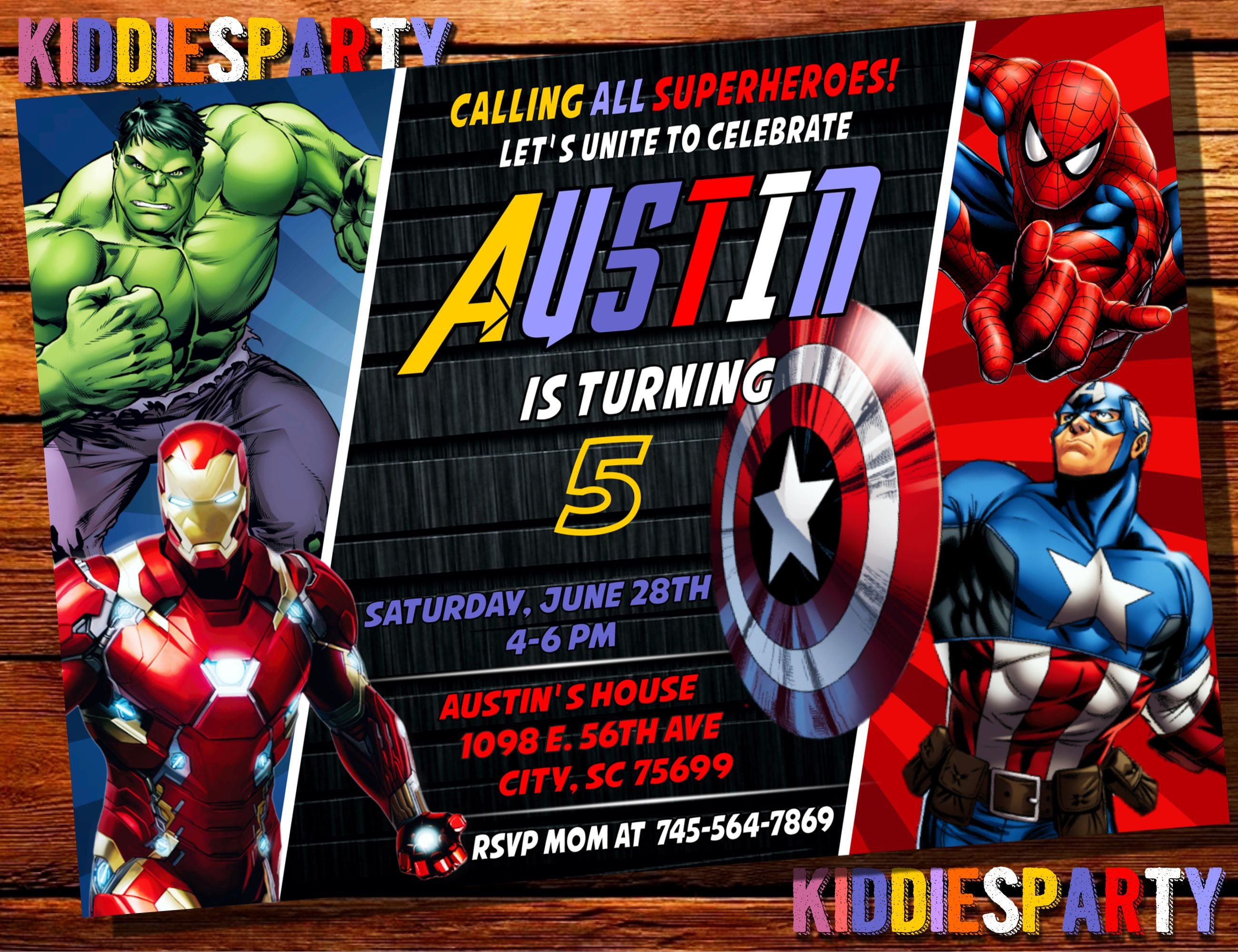 Avengers Invitation Avengers Birthday Iron Man Spiderman - Etsy