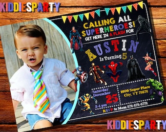 Avengers Invitation With Photo, Avengers Birthday, Superhero Birthday, Superhero Personalize, Marvels vs Dc Comics Invitation 2