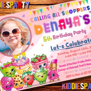 Shopkins Invitation With Photo, Shopkins Invitation, Shopkins Birthday, Shopkins Printable, Shopkins Digital Invites 2