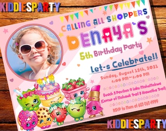 Shopkins Invitation With Photo, Shopkins Invitation, Shopkins Birthday, Shopkins Printable, Shopkins Digital Invites 2