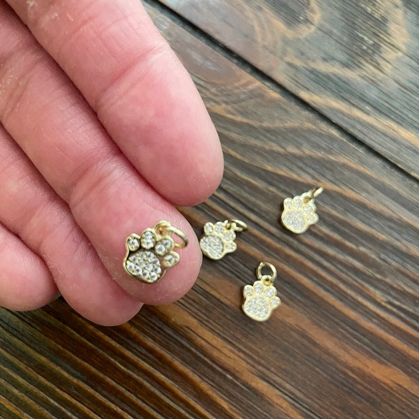 4~Piece, Cute Gold Animal Paw Print, Cat, Dog, Bear Charms ~DYI Jewelry Making~!!!