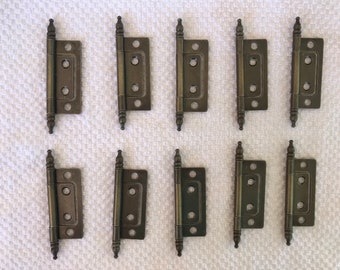 Non-mortise Hinges, Finial Tips, ~New~ Antique Brass 2" (10) Hinges W/ screws!!