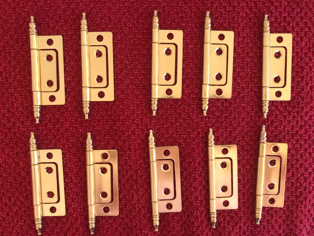 Nonmortise Hinges, Finial Tips, new Brass Plated 210 Hinges W/ Screws