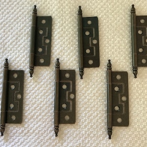 Antique Copper~ Non-mortise Hinges, Finial Tips- (6 Hinge Lot) 2 1/2&quot; W/ screws!!