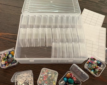 Storage Box With 30 Removable boxes, Plastic Transparent Organizer Case-  Beads, Crafts, Jewelry!!!
