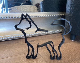 Minimalist Husky Sculpture - Decorative 3D Printed Artwork