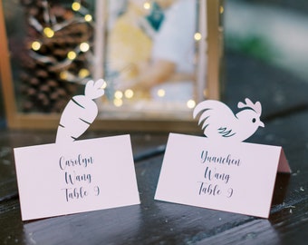 Pop up meal preference place cards for wedding guests