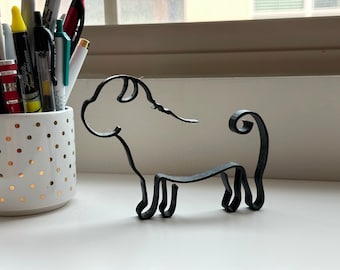 Minimalist Pug Sculpture - Decorative 3D Printed Artwork