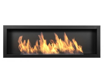 Black Bio Fireplace S-Line 3D 120 x 40 CM - Chimenea - Chimenea incorporada - Chimenea - Chimenea de bioetanol