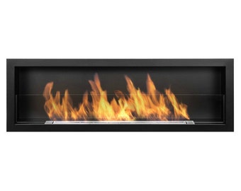 Black Bio Fireplace S-Line 3D 120 x 40 CM - Chimenea - Chimenea incorporada - Chimenea - Chimenea de bioetanol