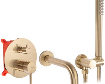 Fashione Brushed Gold Built-in Bath Mixer - Mitigeur de bain encastré - mitigeur de bain mural - mitigeur de bain moderne de salle de bain